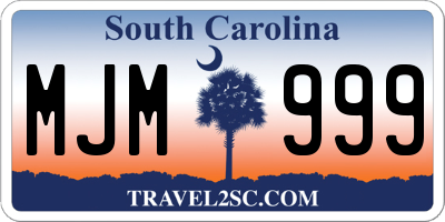 SC license plate MJM999