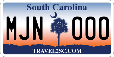 SC license plate MJN000