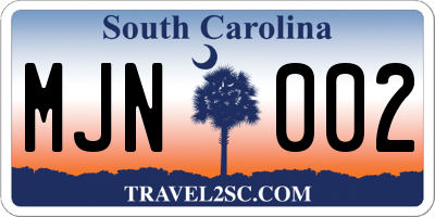 SC license plate MJN002