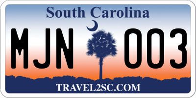 SC license plate MJN003