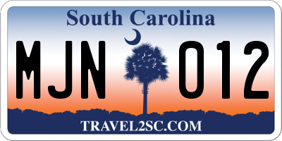 SC license plate MJN012