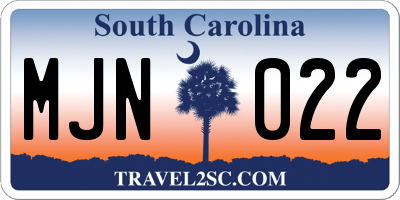 SC license plate MJN022