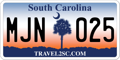 SC license plate MJN025