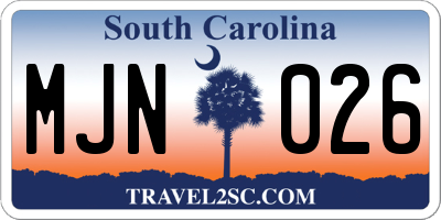 SC license plate MJN026