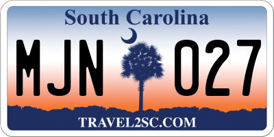 SC license plate MJN027