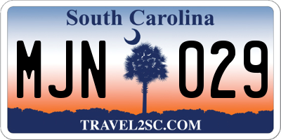 SC license plate MJN029