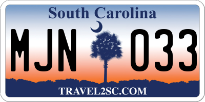 SC license plate MJN033