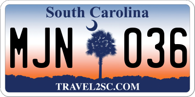 SC license plate MJN036