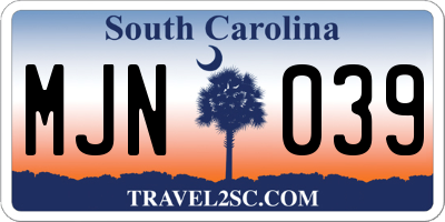 SC license plate MJN039