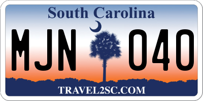 SC license plate MJN040