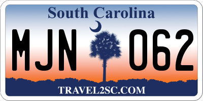 SC license plate MJN062