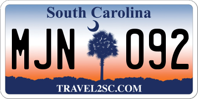 SC license plate MJN092