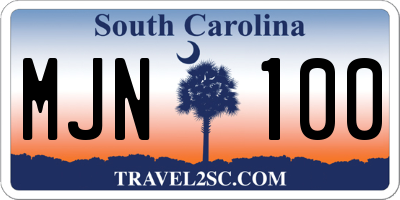 SC license plate MJN100