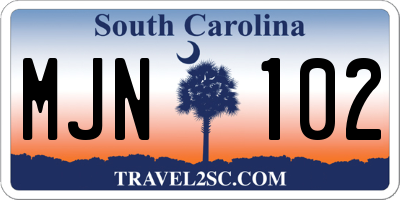 SC license plate MJN102