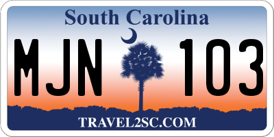 SC license plate MJN103