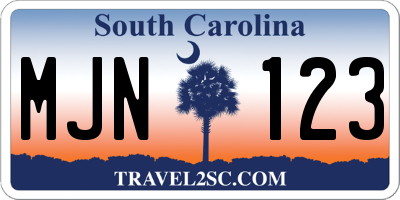 SC license plate MJN123