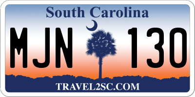SC license plate MJN130