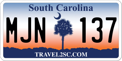 SC license plate MJN137