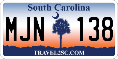 SC license plate MJN138