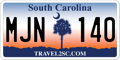SC license plate MJN140