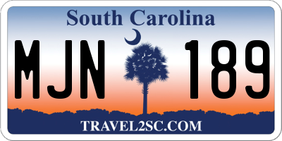 SC license plate MJN189