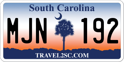 SC license plate MJN192