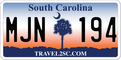 SC license plate MJN194
