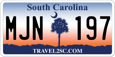 SC license plate MJN197