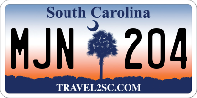 SC license plate MJN204