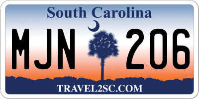 SC license plate MJN206