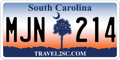 SC license plate MJN214