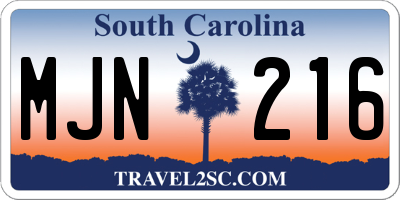 SC license plate MJN216