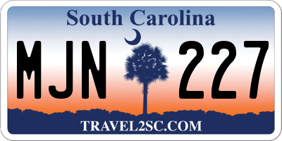 SC license plate MJN227