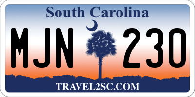 SC license plate MJN230