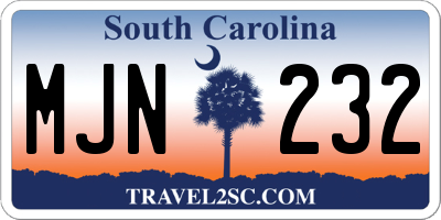 SC license plate MJN232