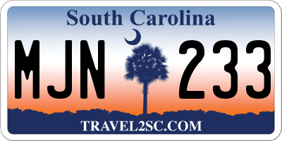 SC license plate MJN233
