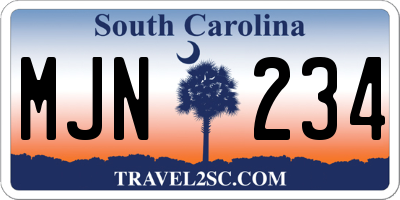 SC license plate MJN234