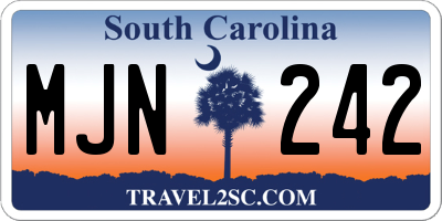 SC license plate MJN242