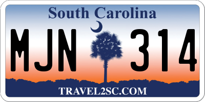 SC license plate MJN314