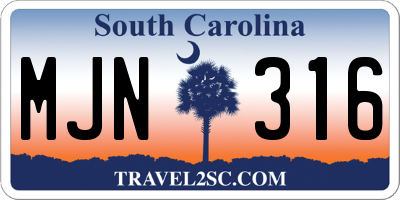 SC license plate MJN316