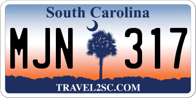 SC license plate MJN317
