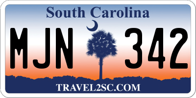 SC license plate MJN342