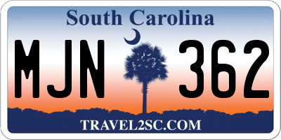 SC license plate MJN362