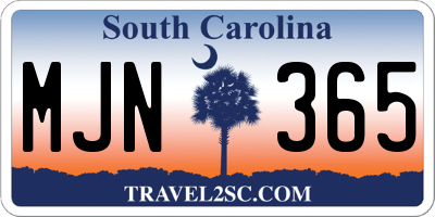 SC license plate MJN365