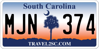 SC license plate MJN374