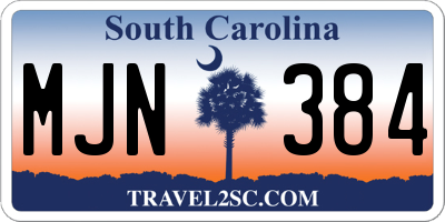 SC license plate MJN384