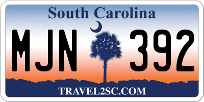 SC license plate MJN392