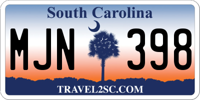 SC license plate MJN398