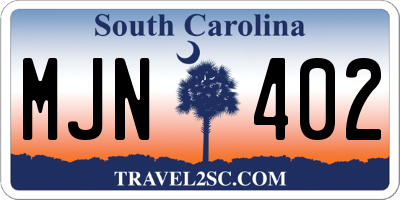 SC license plate MJN402