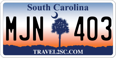 SC license plate MJN403